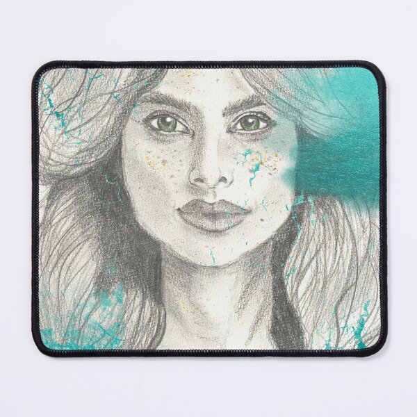 Item preview, 'Serenity and Chaos' Original Sketch with vibrant splashes of turquoise designed and sold by Lunardreams54.