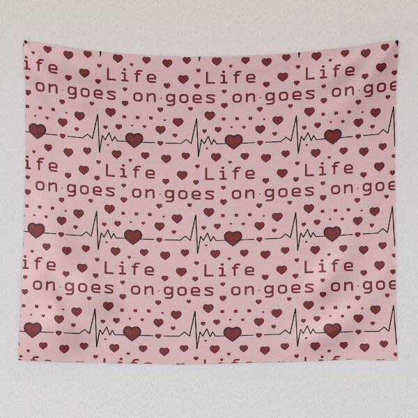 Item preview, Pattern of cardiograms of the heart with the inscription "Life goes on ..." designed and sold by Cherevan.