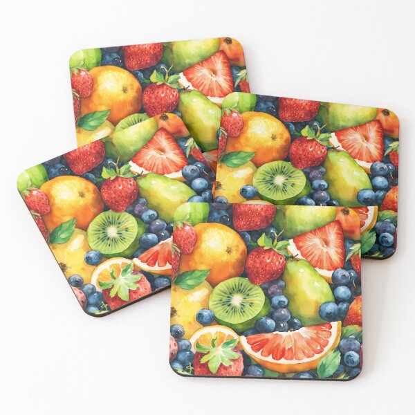 Item preview, watercolor of repeating patterns of fruit designed and sold by soulfulpalette.