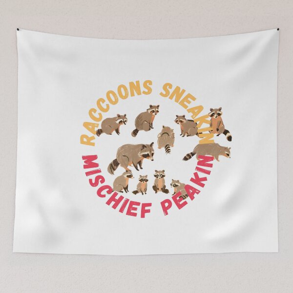 Item preview, Racoons Sneakin Mischief Peakin designed and sold by PunnyPawsArt.