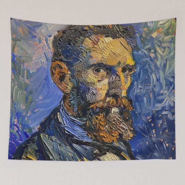 Item preview, Antoni Gaudí portrait | Painting in the style of Vincent van Gogh designed and sold by ComicsFactory.