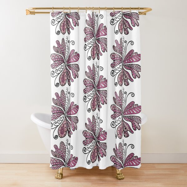  DMTTY Floral Shower Curtain Pink Flower Shower Curtain