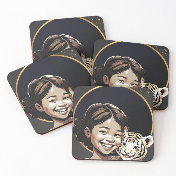 Item preview, Girl and Tiger Artwork, Just around the Corner Paradise Art for JWs, Jehovahs Witnesses Merch designed and sold by CottonKandyShop.