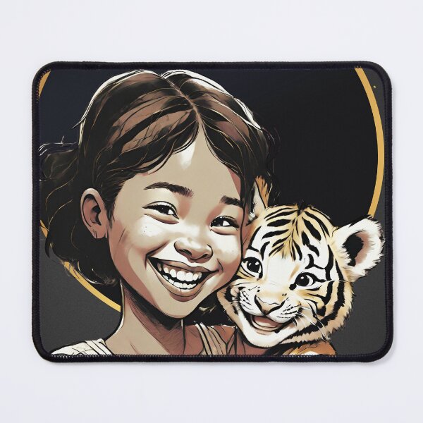 Item preview, Girl and Tiger Artwork, Just around the Corner Paradise Art for JWs, Jehovahs Witnesses Merch designed and sold by CottonKandyShop.