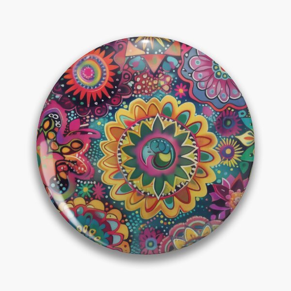 Item preview, A colorful, psychedelic bohemian pattern with intricate mandala designs and floral motifs.  designed and sold by PrettyPinkSkies.