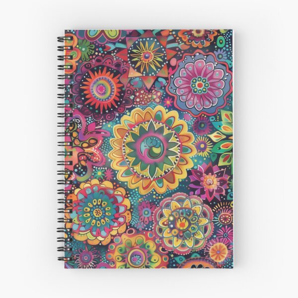 Item preview, A colorful, psychedelic bohemian pattern with intricate mandala designs and floral motifs.  designed and sold by PrettyPinkSkies.