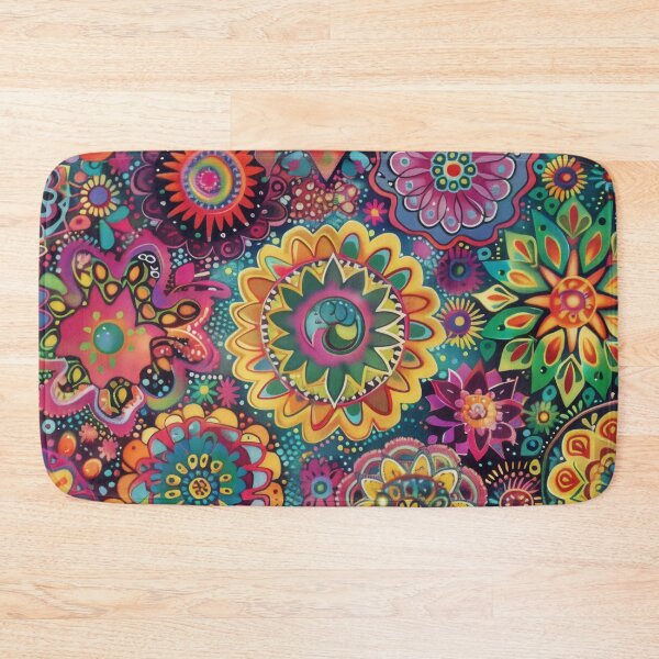 Item preview, A colorful, psychedelic bohemian pattern with intricate mandala designs and floral motifs.  designed and sold by PrettyPinkSkies.