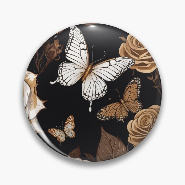 Item preview, a brown and white floral pattern on a black background designed and sold by Enga6.