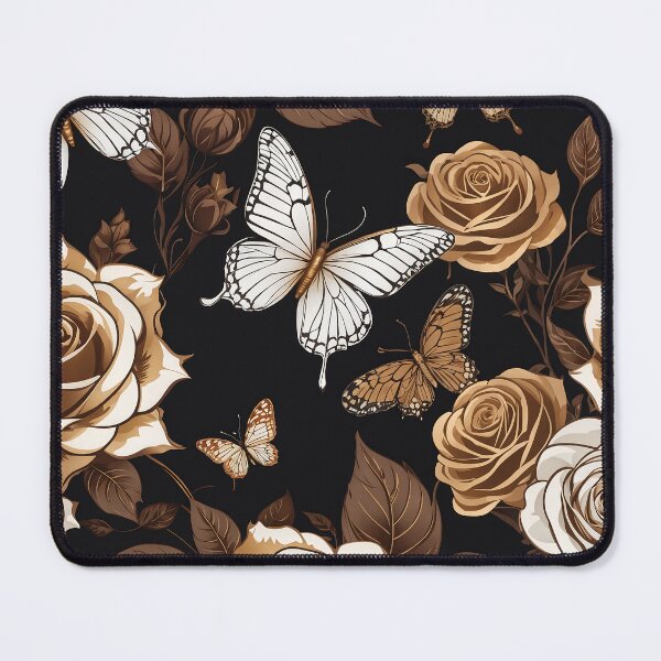 Item preview, a brown and white floral pattern on a black background designed and sold by Enga6.