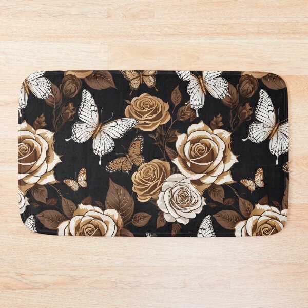 Item preview, a brown and white floral pattern on a black background designed and sold by Enga6.