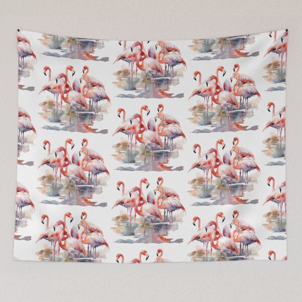 Item preview, Group of flamingos in the water designed and sold by Elnica.