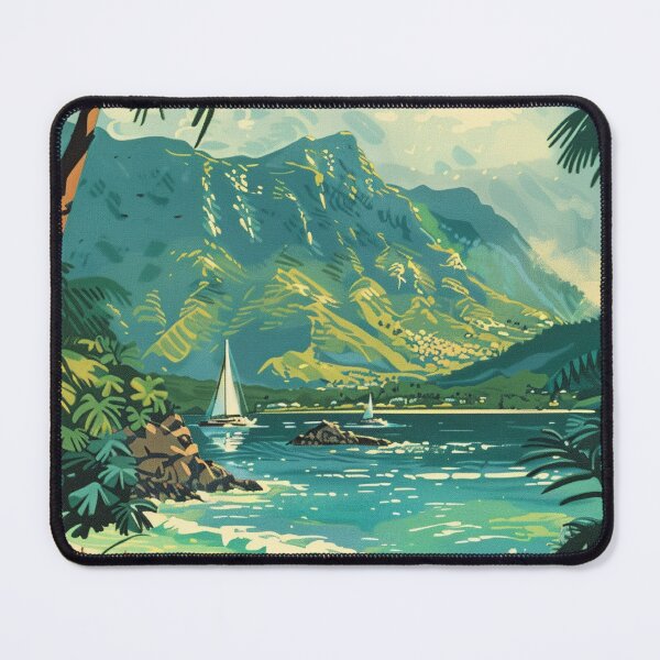 Item preview, Vintage Hawaii Kauai Sailboat Beach Cove Art designed and sold by LVTFCOarts.