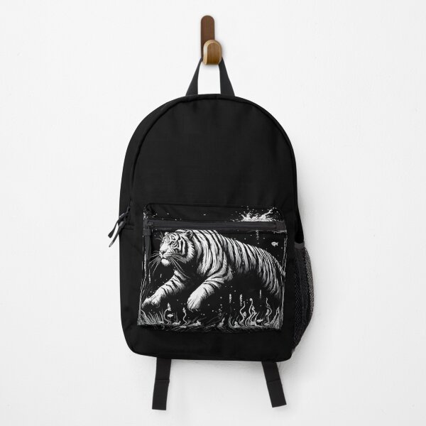 Item preview, Monochromatic Outline Swimming Tiger in Water designed and sold by TomFrontierArt.