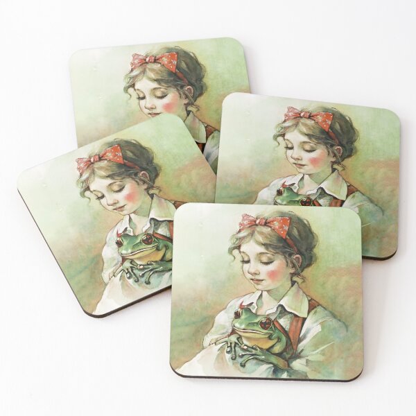 Item preview, Whimsical Vintage : Portraits, Traveling Frog and Girl, Chalky Charm designed and sold by MarinaFila.