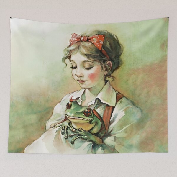 Item preview, Whimsical Vintage : Portraits, Traveling Frog and Girl, Chalky Charm designed and sold by MarinaFila.