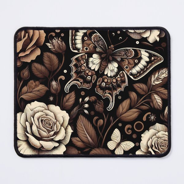 Item preview, brown and white floral pattern on a black background2 designed and sold by Enga6.