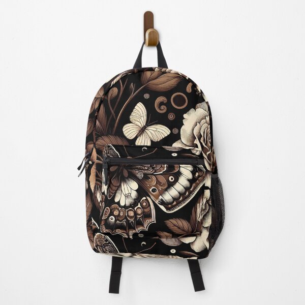 Item preview,  brown and white floral pattern on a black background2 designed and sold by Enga6.