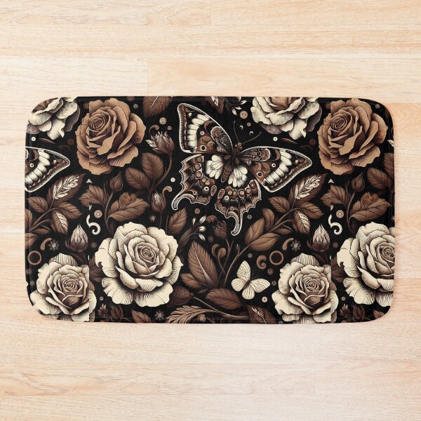 Item preview,  brown and white floral pattern on a black background2 designed and sold by Enga6.