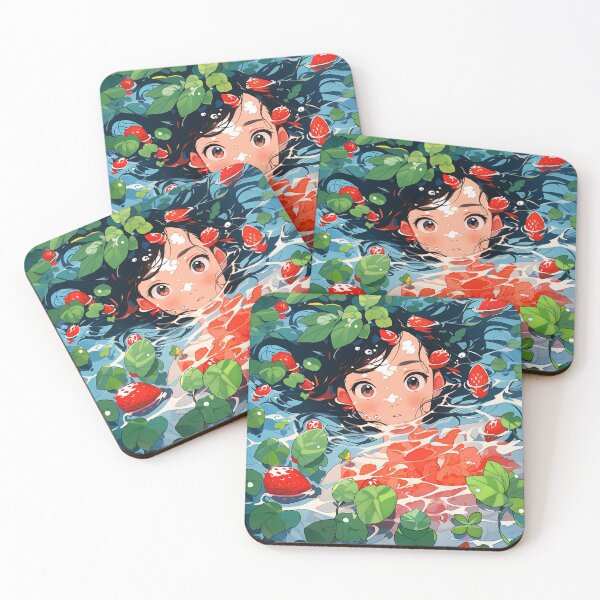 Item preview, Whimsical Innocent Floating Strawberry Anime Girl designed and sold by bubblegoth.