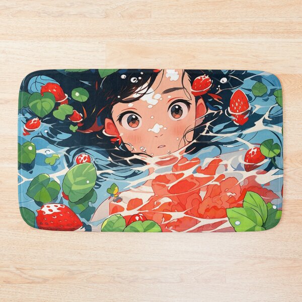 Item preview, Whimsical Innocent Floating Strawberry Anime Girl designed and sold by bubblegoth.