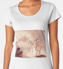 Girl with Horse Illustration Women's Premium T-Shirt