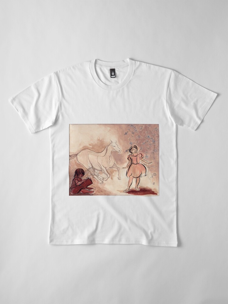 Alternate view of Girl with Horse Illustration Premium T-Shirt