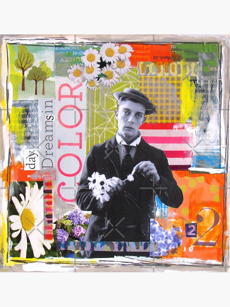 "Daydreams In Color (Buster Keaton)" Sticker by collageDP Redbubble