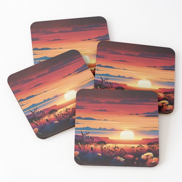 Item preview, Australian Sunset with Wildflowers Painting designed and sold by lozsart.