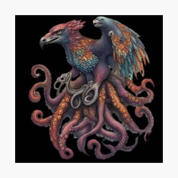 Item preview, octopus wolf and eagle merged multi color designed and sold by jamesdurhaman.