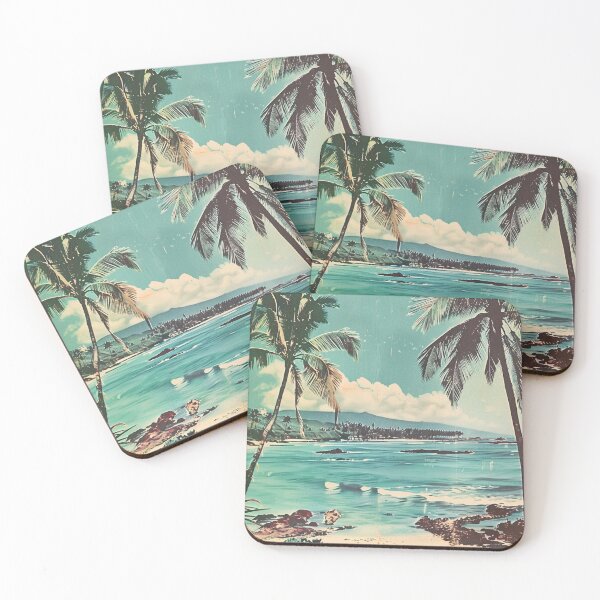 Item preview, Vintage Hawaii Beach Waves Palm Trees Nature Art designed and sold by LVTFCOarts.