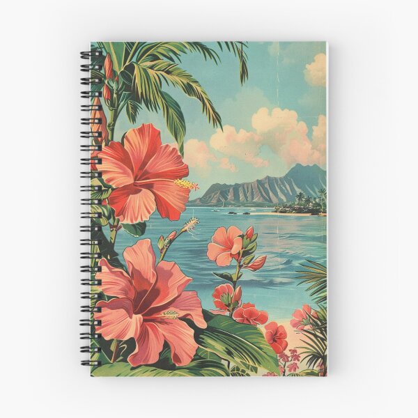 Item preview, Hawaii Flowers Kauai Beach View Vintage Illustration designed and sold by LVTFCOarts.