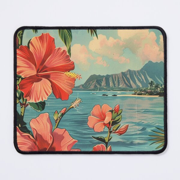 Item preview, Hawaii Flowers Kauai Beach View Vintage Illustration designed and sold by LVTFCOarts.
