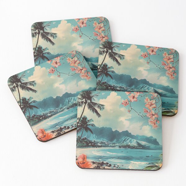 Item preview, Hawaii Nature Beach Flowers Vintage Retro Art designed and sold by LVTFCOarts.