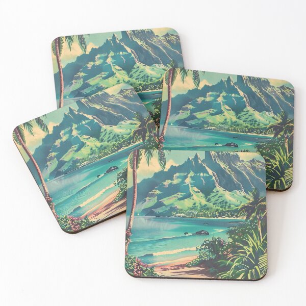 Item preview, Vintage Kauai Hawaii Beach Cove Afternoon Retro designed and sold by LVTFCOarts.