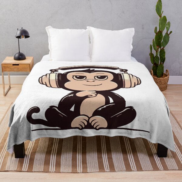 Item preview, Cute monkey wearing headphones designed and sold by Colorful Dreams.