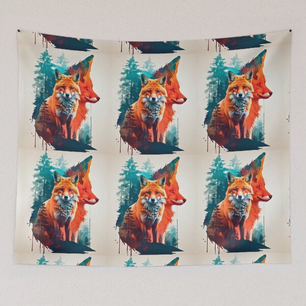 Artikelvorschau, Fuchsporträt. Fuchs-Silhouette-Wald entworfen und verkauft von FoxVibes.