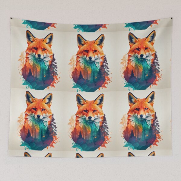 Artikelvorschau, Fuchsporträt. Fuchs-Silhouette-Wald entworfen und verkauft von FoxVibes.