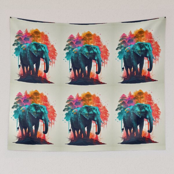 Item preview, Elephant Portrait. elephant silhouette floral designed and sold by ElephantVibes.