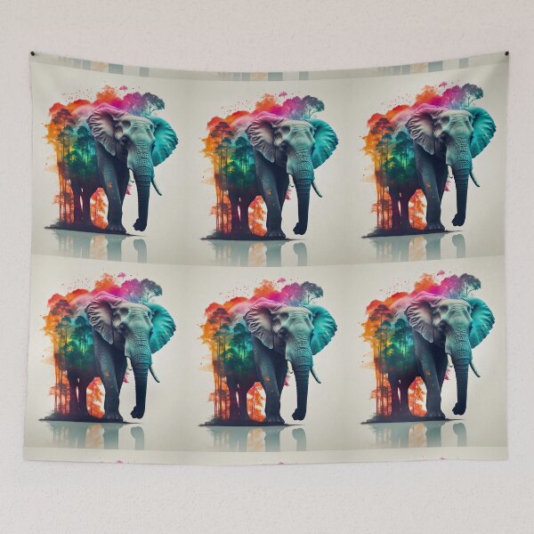 Item preview, Elephant Portrait. elephant silhouette floral designed and sold by ElephantVibes.
