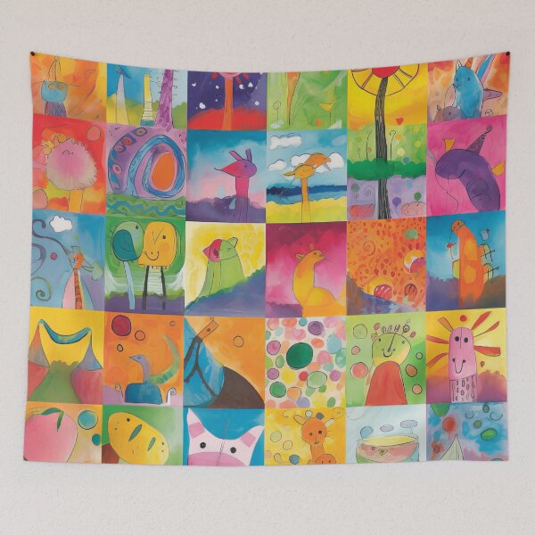 Item preview, Child Drawing Kid Children Doodle Imagination Creativity Freedom Expression Love Sun Animals Trees Colorful Birds designed and sold by Sarcastic Narwhal.