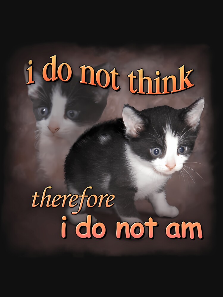 Imagen 7 de 7, Camiseta esencial con la obra No pienso, luego no existo - Retrato de gato meme, diseñada y vendida por Henriath.