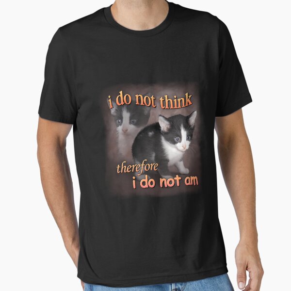 Vista previa del artículo con la obra « No pienso, luego no existo - Retrato de gato meme», diseñado y vendido por Henriath.