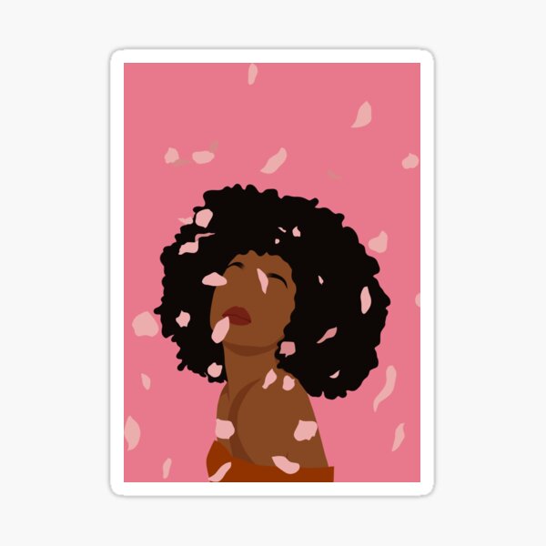 Femme noire sur fond rose Sticker