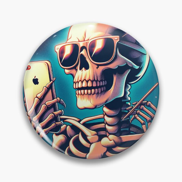Item preview, Spooky Selfie - Skeleton Capturing a Bone-Chilling Moment designed and sold by FikirSanat.