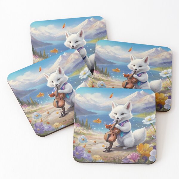 Item preview, White fox plays the cello designed and sold by Artbellachi.