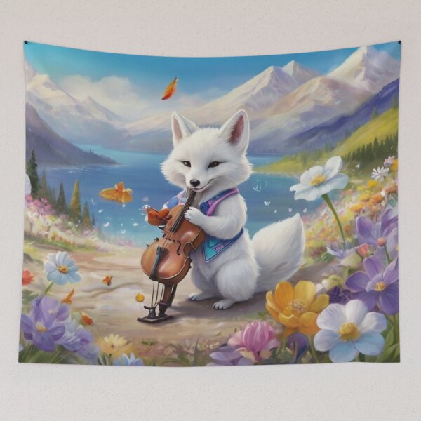 Item preview, White fox plays the cello designed and sold by Artbellachi.