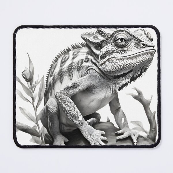 Item preview, Black and white Chameleon pencil drawing designed and sold by Pencil-Art.