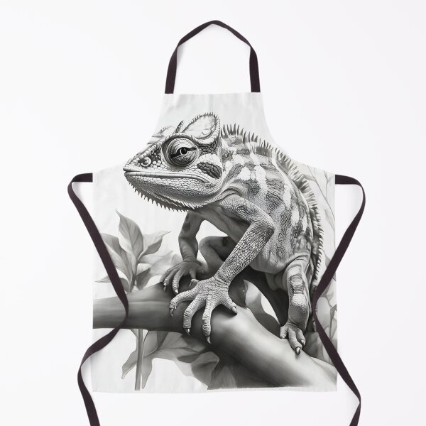 Item preview, Black and white Chameleon pencil drawing designed and sold by Pencil-Art.