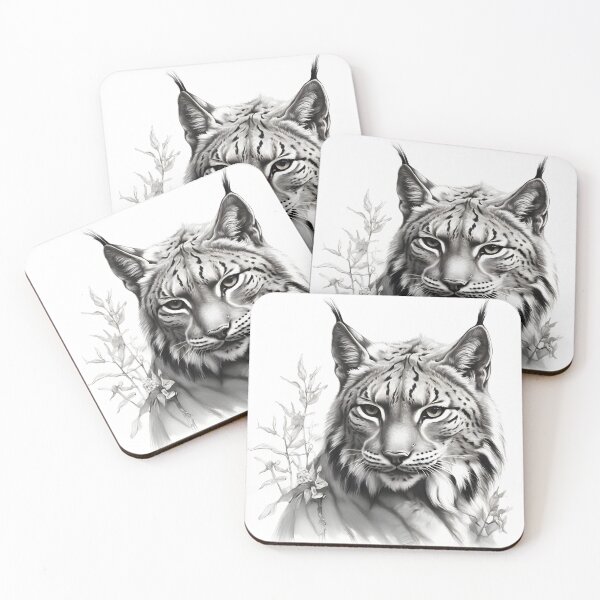 Item preview, Black and white pencil drawing of a lynx  designed and sold by Pencil-Art.