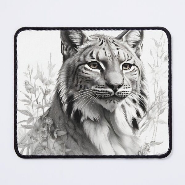 Item preview, Black and white pencil drawing of a lynx  designed and sold by Pencil-Art.
